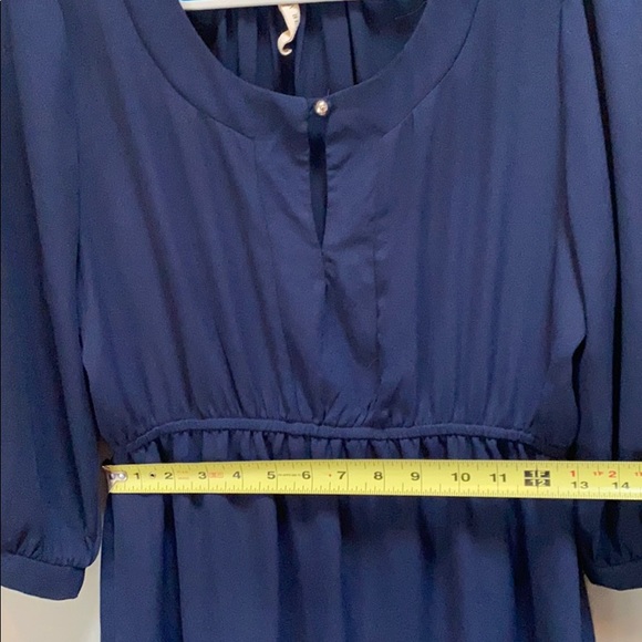 Navy Blue 3/4 Sleeve A-Line Dress - Picture 7 of 7